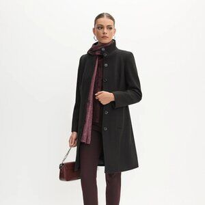 Melanie Lyne - Stand Collar Wool-Blend Coat - Size 12